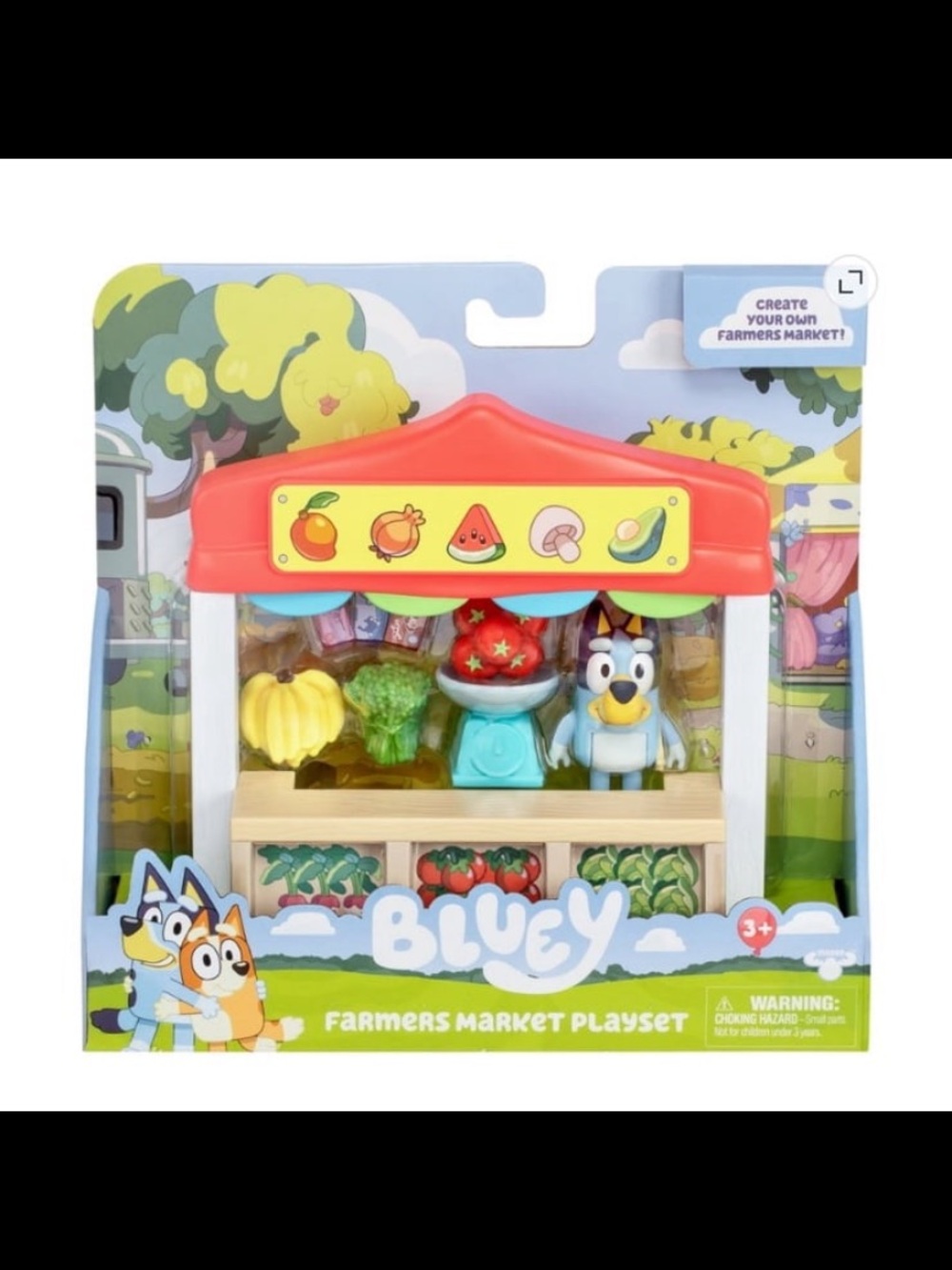 Bluey Farmers Market Playset Toy with Bluey figure NWT